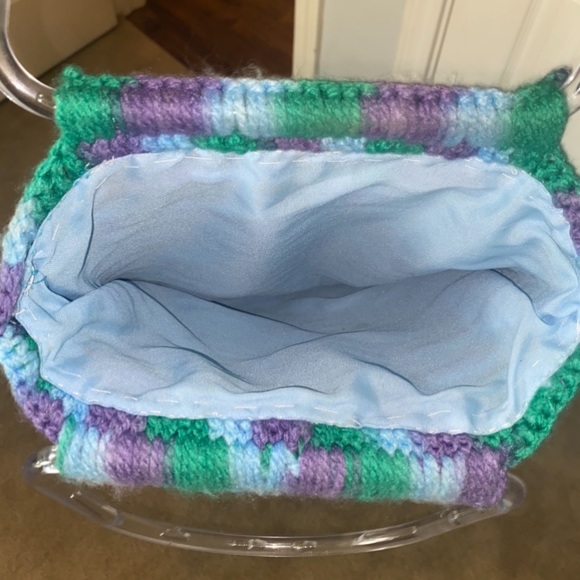 Soda Tab Crochet Purse with Clear Lucite Handle - Picture 2 of 3